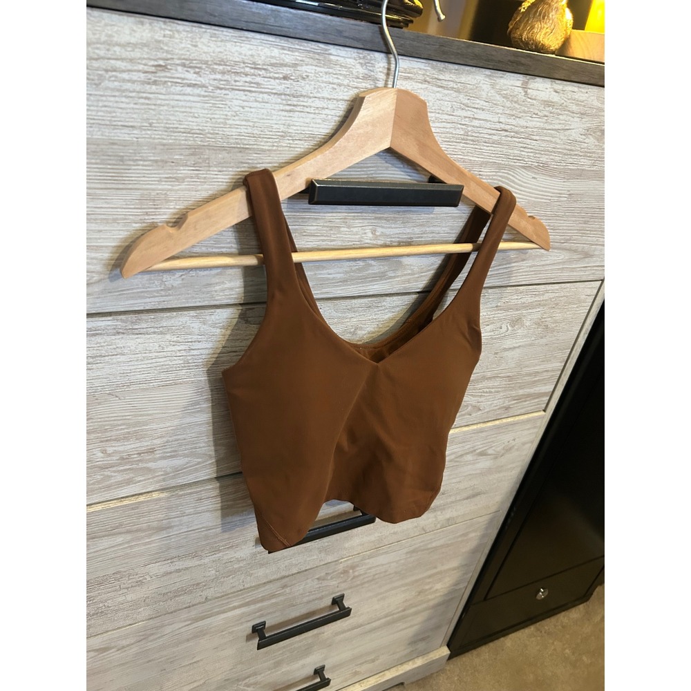 Lululemon Align Tank Top Brown V-Neck Cropped Yoga Bra Size 2 - Picture 3 of 6